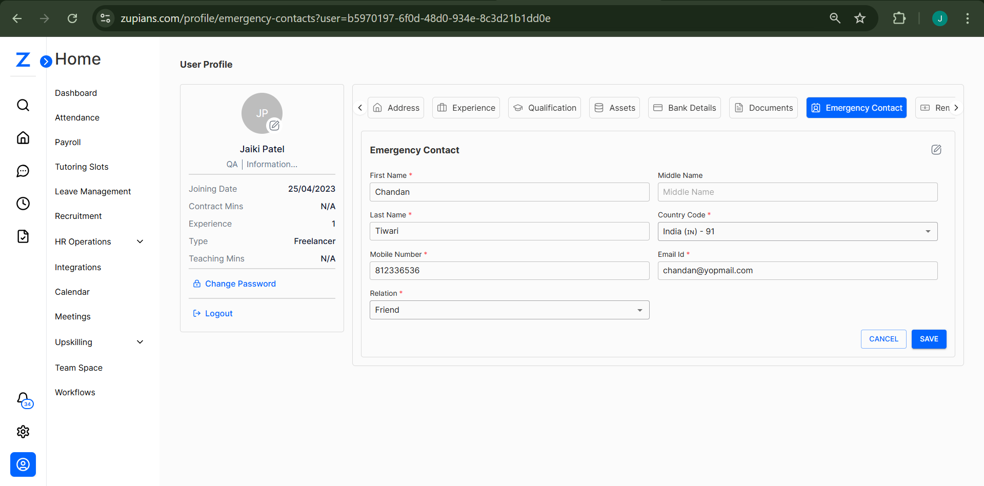 Add Emergency Contact