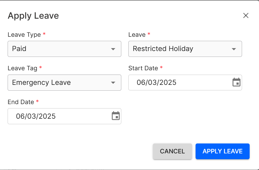 Apply Leave Form