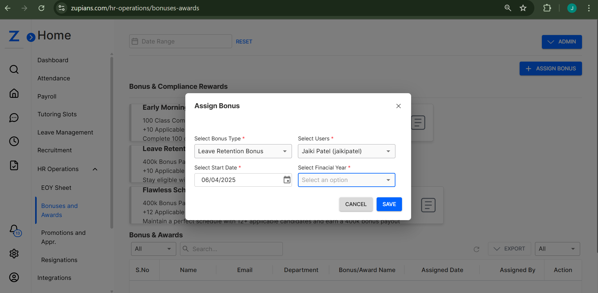 Bonuses and Awards Overview