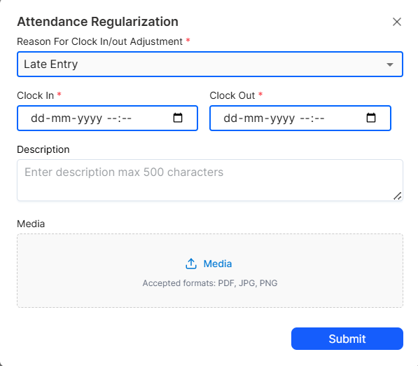 Attendance - Regularization Request