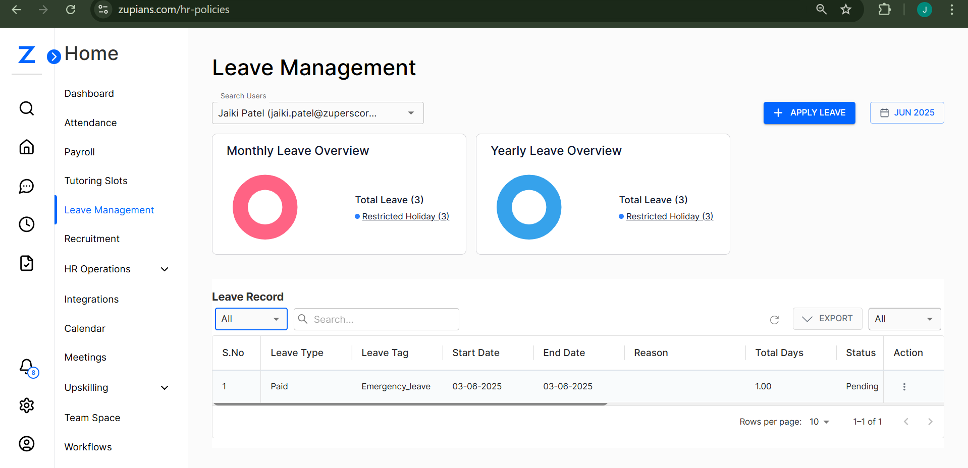 Leave Management Dashboard