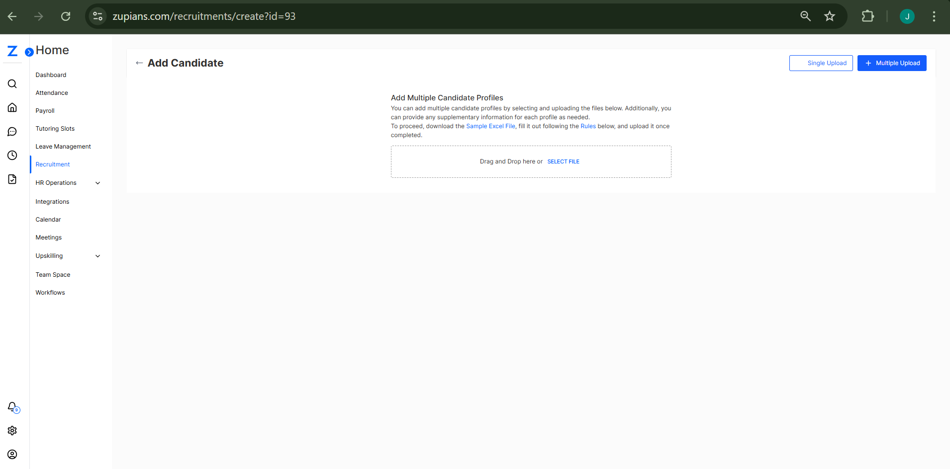 Multiple Candidate Upload
