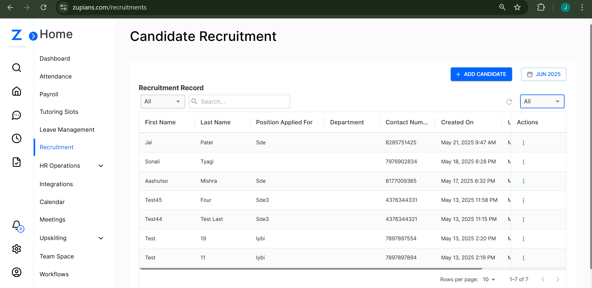 Recruitment Dashboard