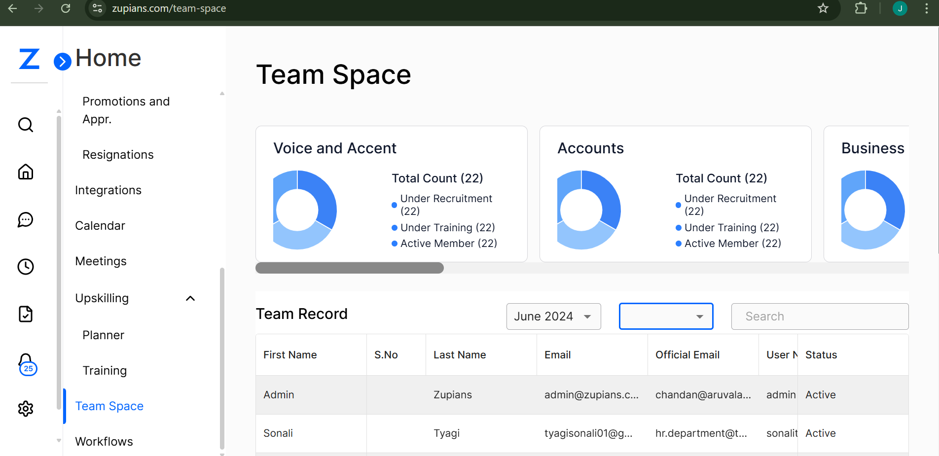 Team Space Interface Overview